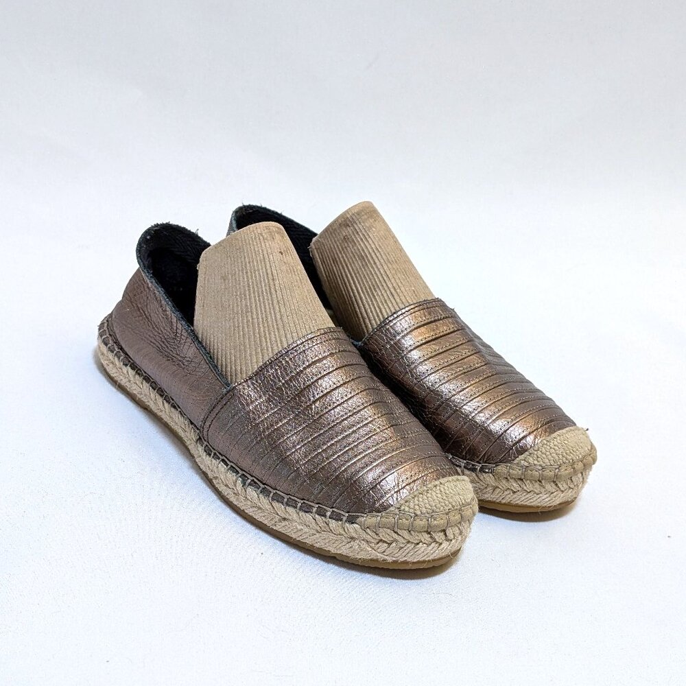 Fabiolas Spain Metallic Bronze Canvas Cap Toe Espadrilles Women's Size 37 / US 7 - Picture 3 of 6